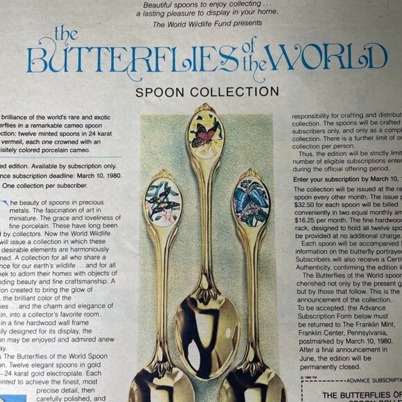 1980 The Butterflies Of The World Spoon Collection Franklin Mint Ad Print Full P - Picture 2 of 6